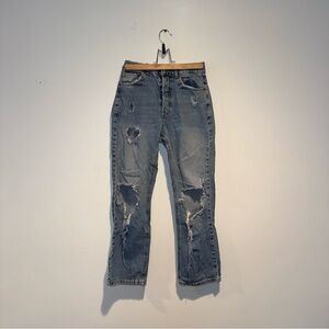 Distressed Blue Baggy Jeans